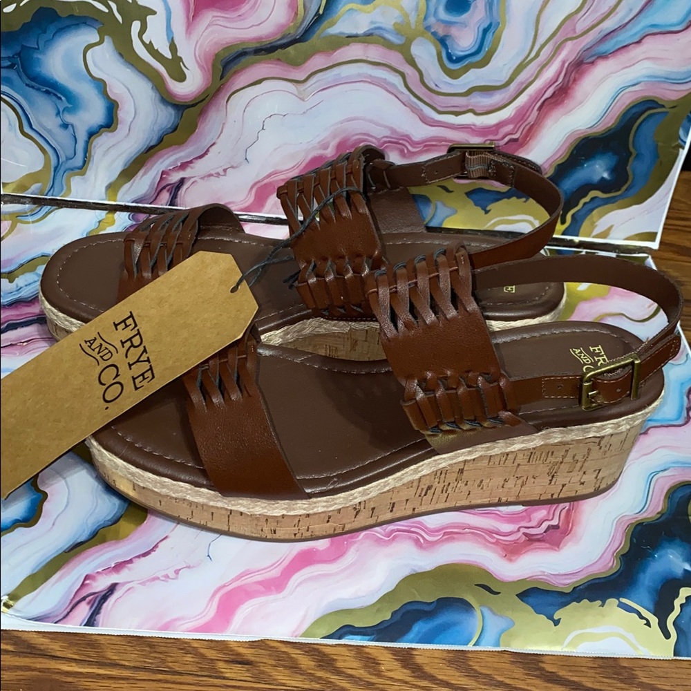FRYE ANS CO Dark Brown Wedge Sandals size 8 1/2